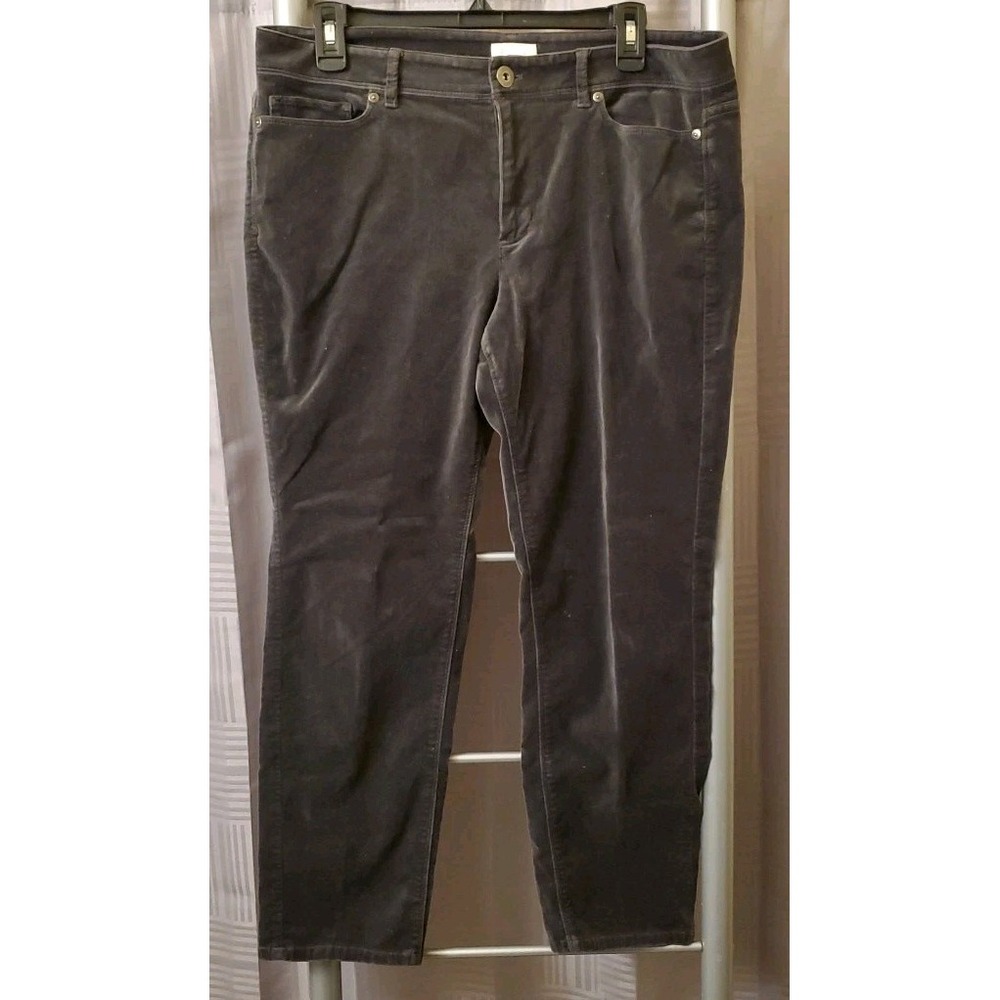 J.JILL Velour Velvet Stretch Slim Leg Pants Gray Size 12 Petite